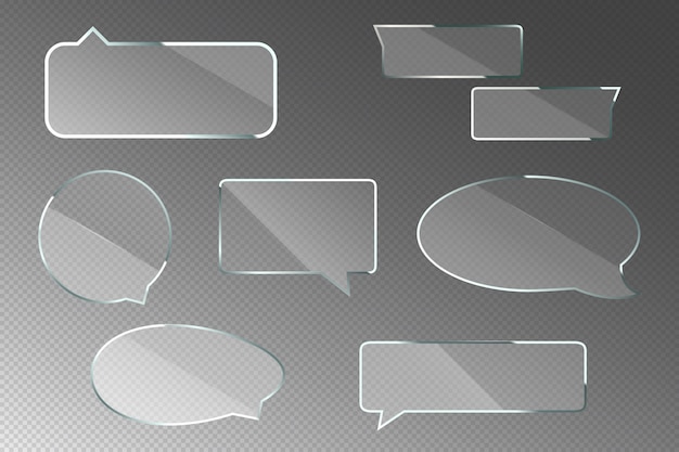 Vecteur gratuit bulles de dialogue en verre pour la boîte de dialogue de discussion