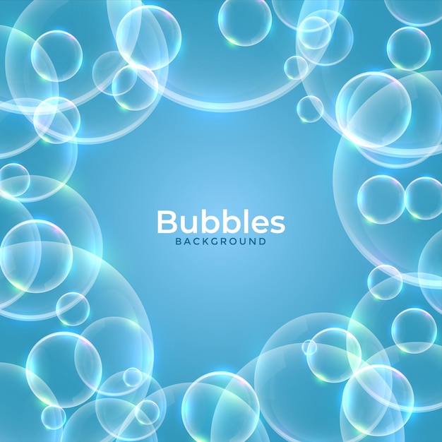 Vecteur gratuit bulles d'eau transparentes sur fond bleu