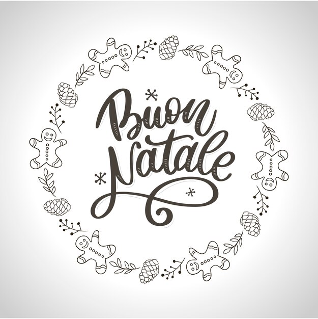 Joyeux Noel Carte Design Avec Texte Italien Vecteur Premium