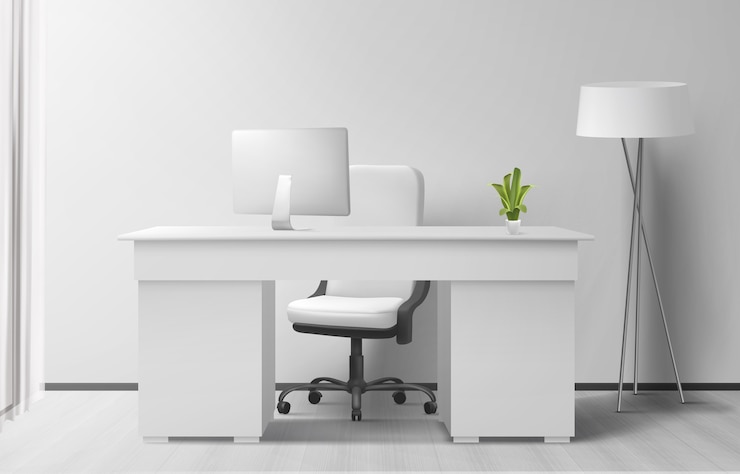 Vecteur gratuit bureau blanc réaliste