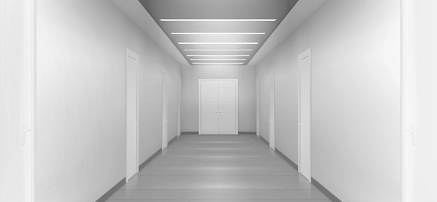 Vecteur gratuit bureau de la clinique de l'hôpital 3d du couloir vide blanc