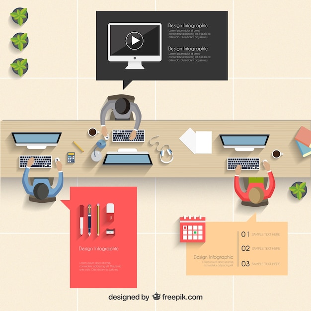 Vecteur gratuit bureau infographie