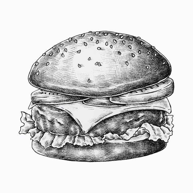 Burger Au Fromage Dessiné à La Main