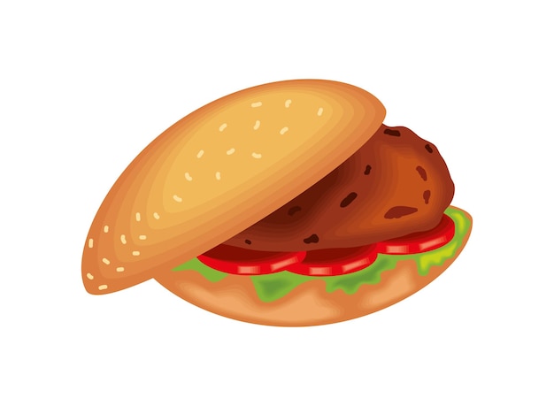 Vecteur gratuit burger gourmet grillé illustration isolée