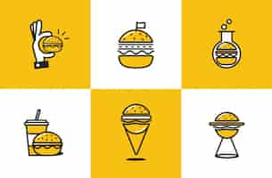 Vecteur gratuit burger ligne art icon set