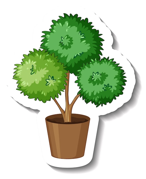 Bush Arbre En Pot En Style Cartoon