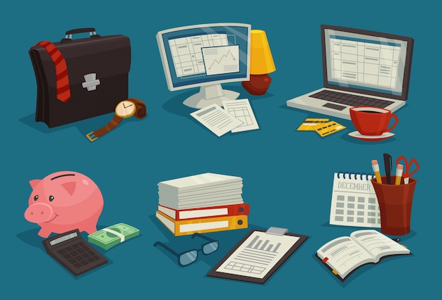 Vecteur gratuit business cartoon icons set