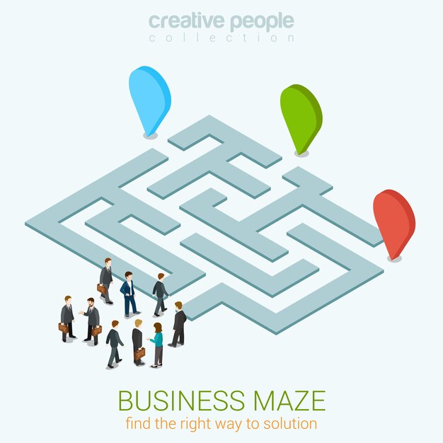 Business labyrinthe puzzle plat 3d web