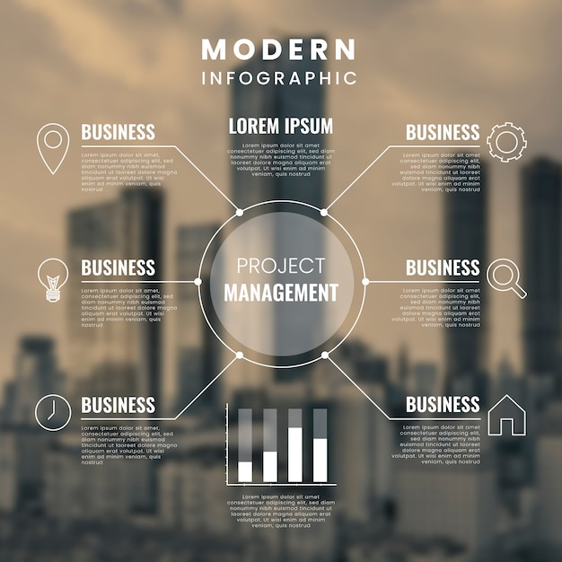 Vecteur gratuit business modèle infographique avec photo