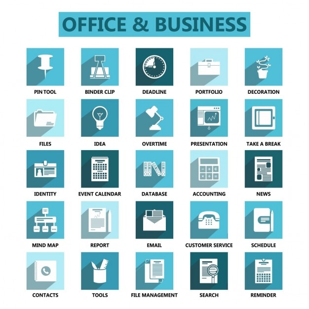 Vecteur gratuit business office icon set