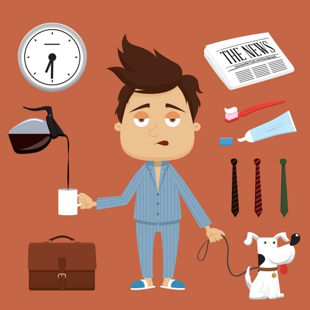 Businessmans Matin Illustration Des éléments Vectoriels Et Accessoires