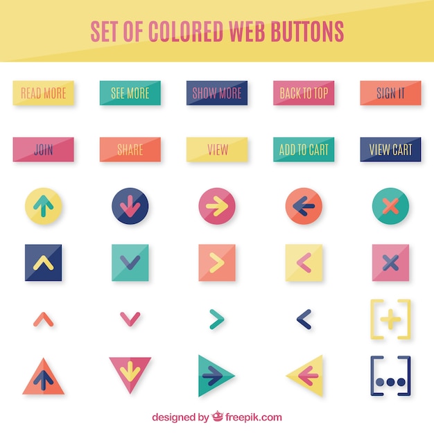 Vecteur gratuit buttons collection web dans des couleurs