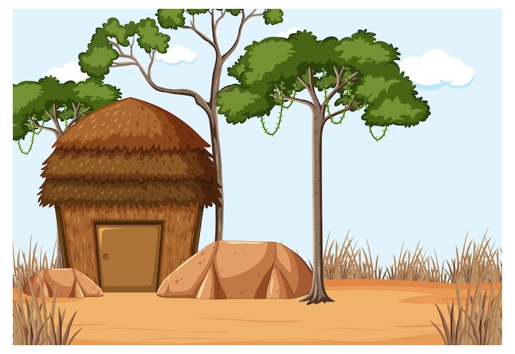 Vecteur gratuit cabane avec vecteur d'arbre