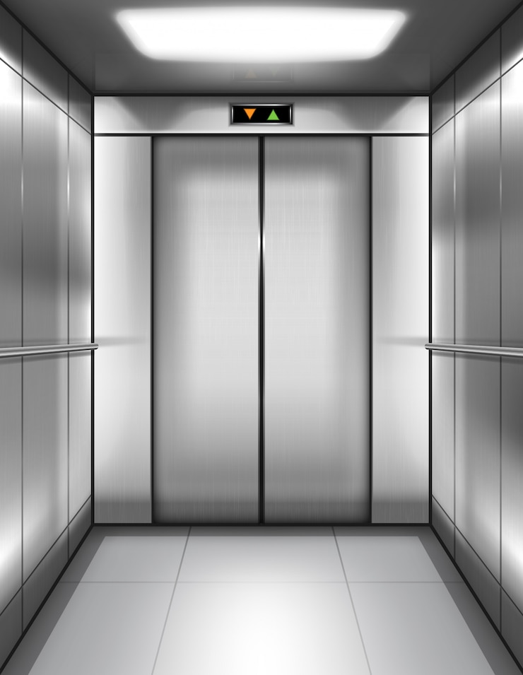 Vecteur gratuit cabine d'ascenseur vide avec portes fermées à l'intérieur