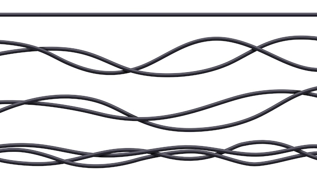 Vecteur gratuit des câbles réalistes définissent des fils électriques flexibles