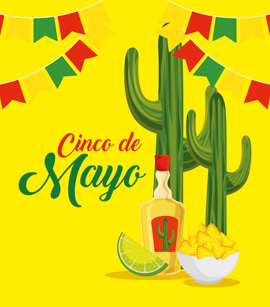 Cactus Avec Tequila Et Nachos à Un événement Traditionnel