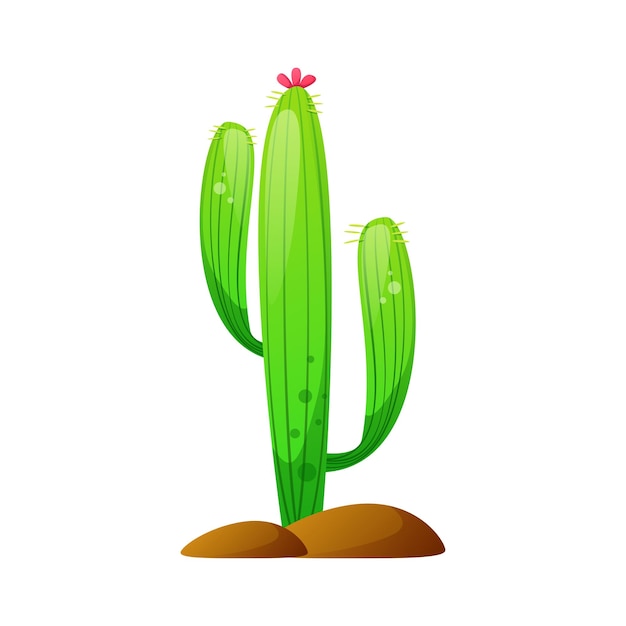 Vecteur gratuit un cactus vert avec une fleur rose dessus