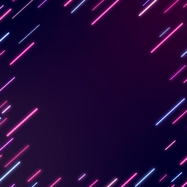 Cadre abstrait néon sur fond violet foncé