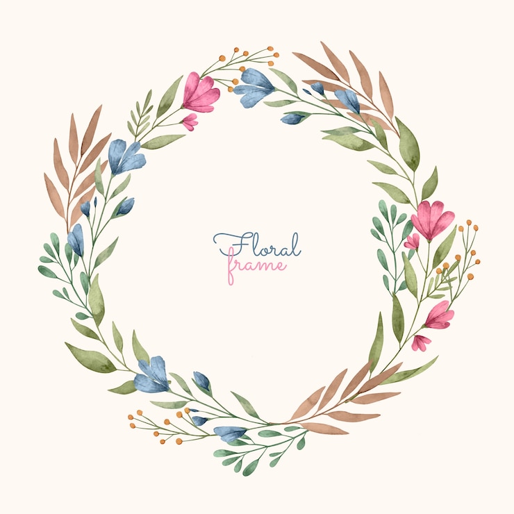 Vecteur gratuit cadre aquarelle avec des fleurs délicates