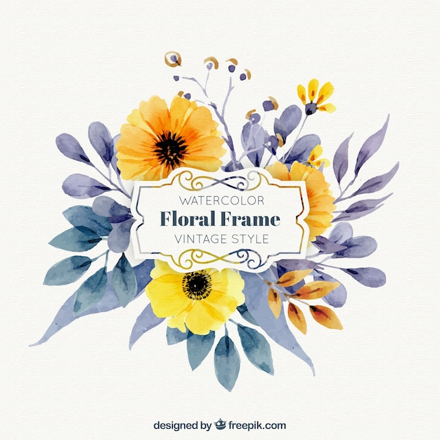 Cadre Aquarelle Avec Fleurs