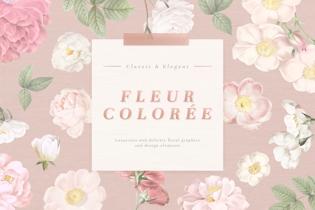 Vecteur gratuit cadre de carte dusty florals