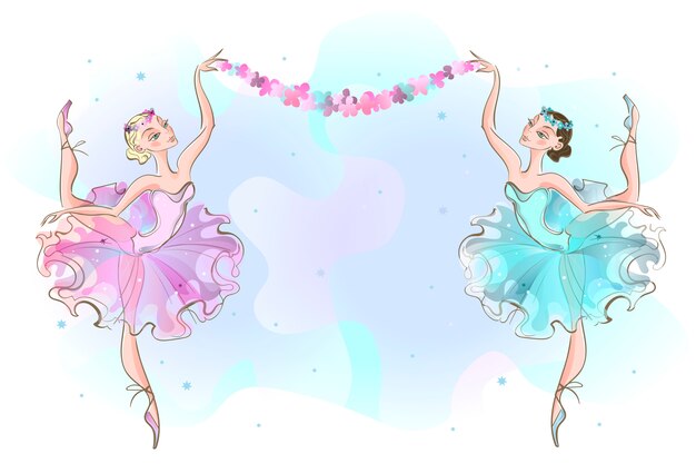 Carte De Joyeux Anniversaire Fille Mignonne Danseuse De Ballet Vecteur Premium
