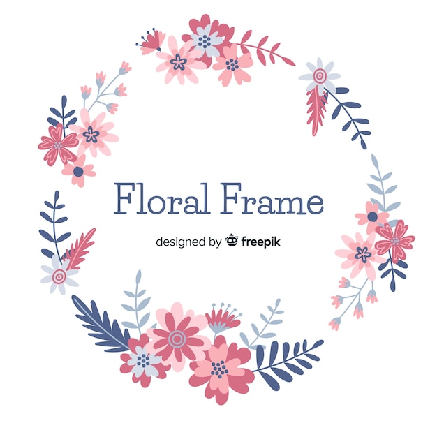 Vecteur gratuit cadre cerclé floral dessiné à la main