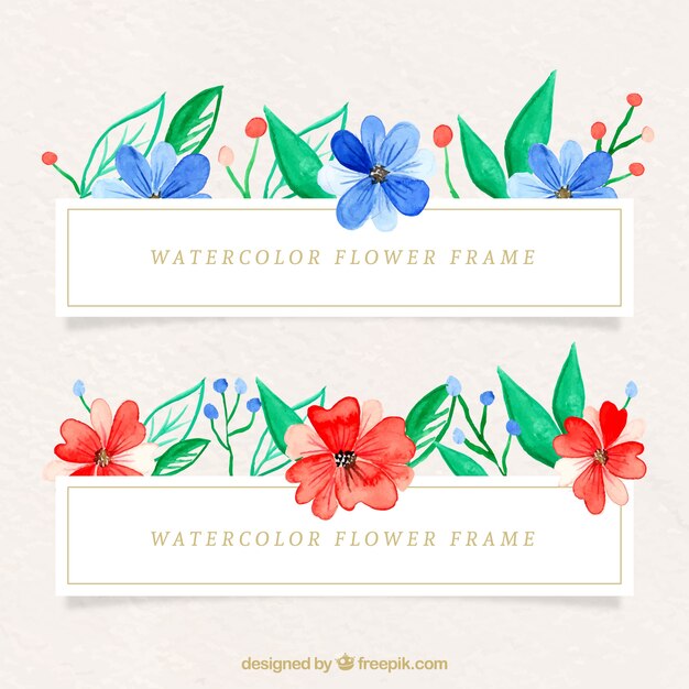 Vecteur gratuit cadre coloré avec des fleurs d'aquarelle