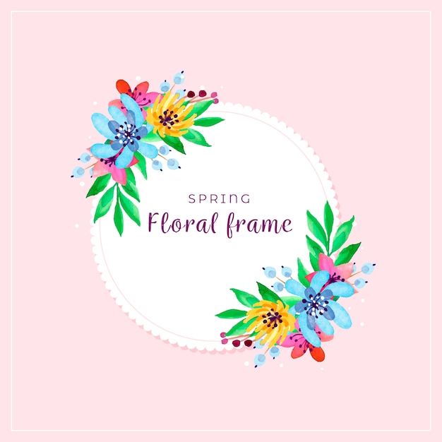 Cadre coloré floral printemps aquarelle