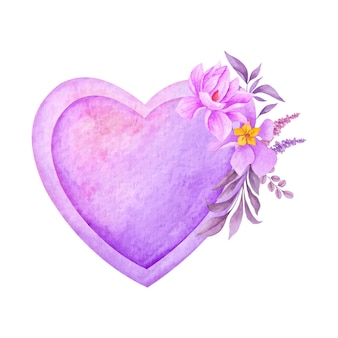 Cadre décoratif floral coeur violet saint valentin