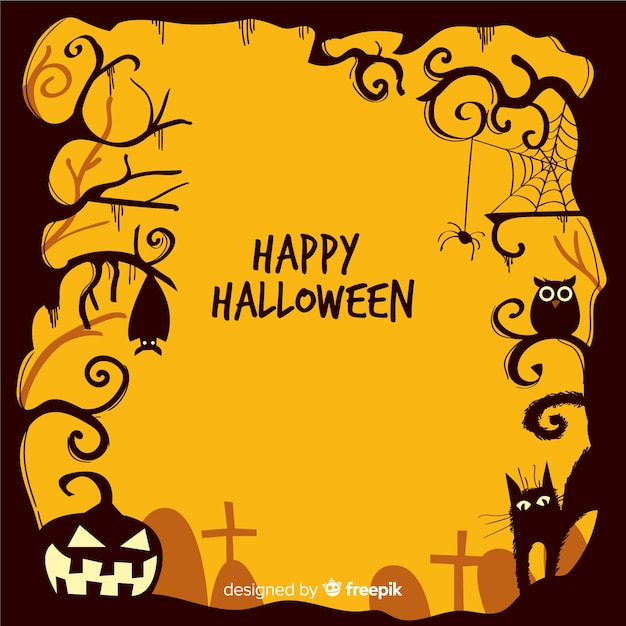 Vecteur gratuit cadre décoratif d'halloween dessiné à la main