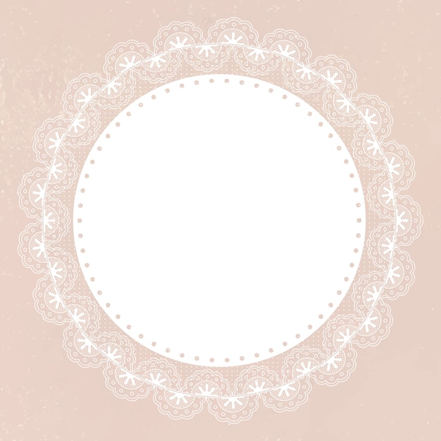 Vecteur gratuit cadre de dentelle florale, forme de cercle sur le vecteur de fond rose