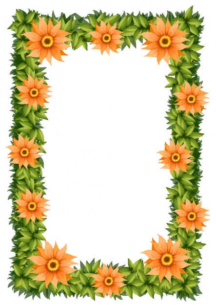 Cadre design avec des fleurs orange