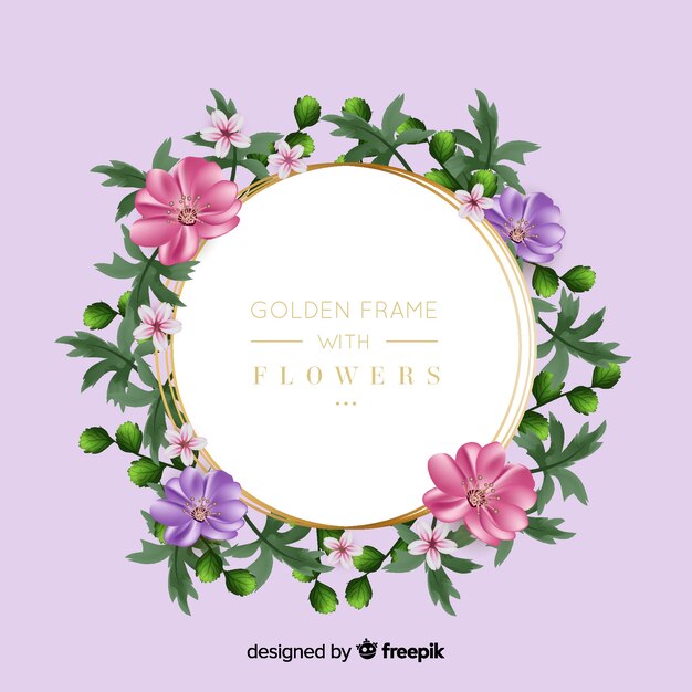 Cadre Doré Avec Des Fleurs