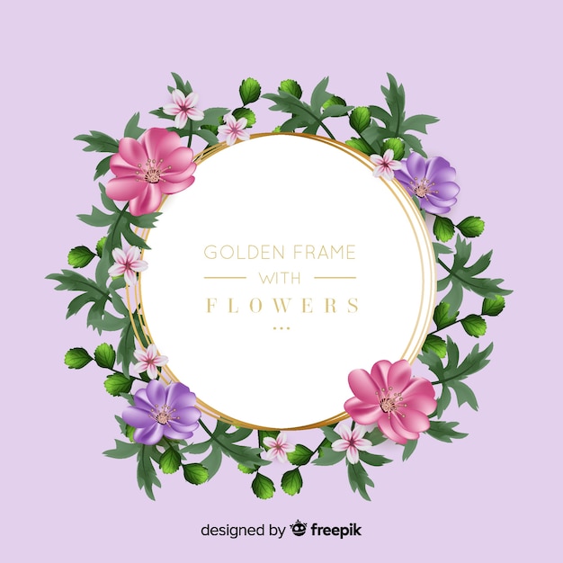 Cadre doré avec des fleurs