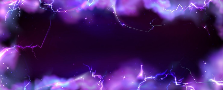 Vecteur gratuit le cadre du tonnerre, de la foudre et de la fumée violette