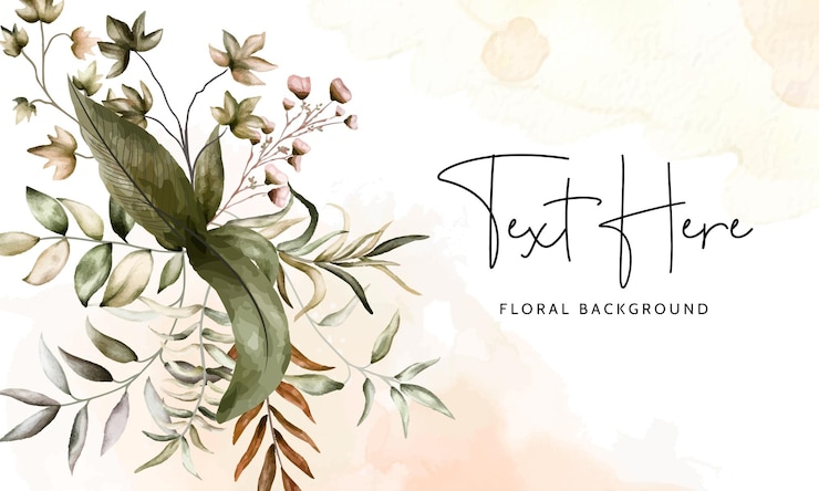 Vecteur gratuit cadre de feuilles aquarelle avec fond aquarelle