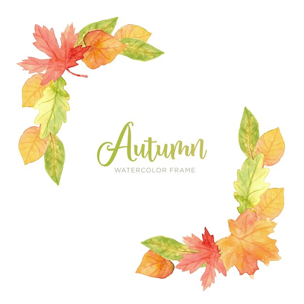 Cadre de feuilles d&#39;automne aquarelle