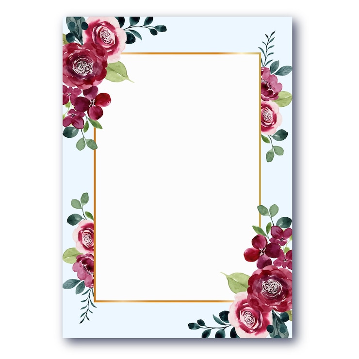 Vecteur gratuit cadre fleur rouge à l'aquarelle