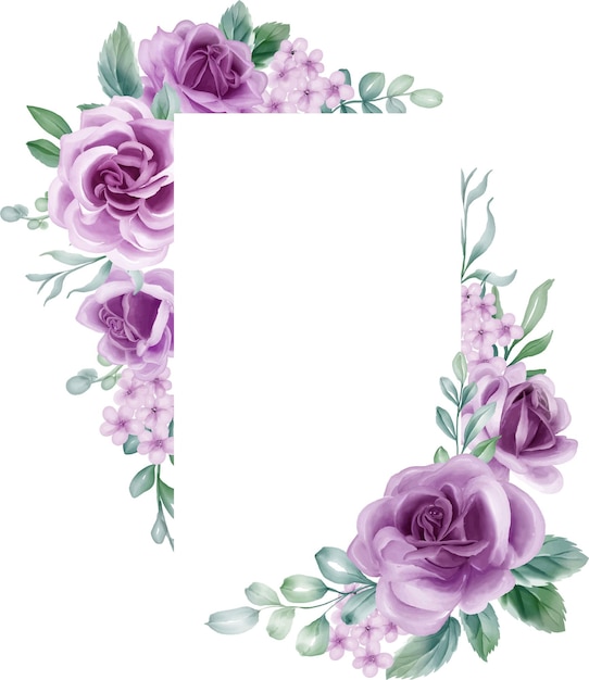 Vecteur gratuit cadre de fleurs aquarelle rose violet éléments de fleurs lilas arrière-plan botanique ou conception de papier peint impressions et invitations et cartes postales