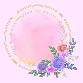 Cadre floral aquarelle avec cadre cercle