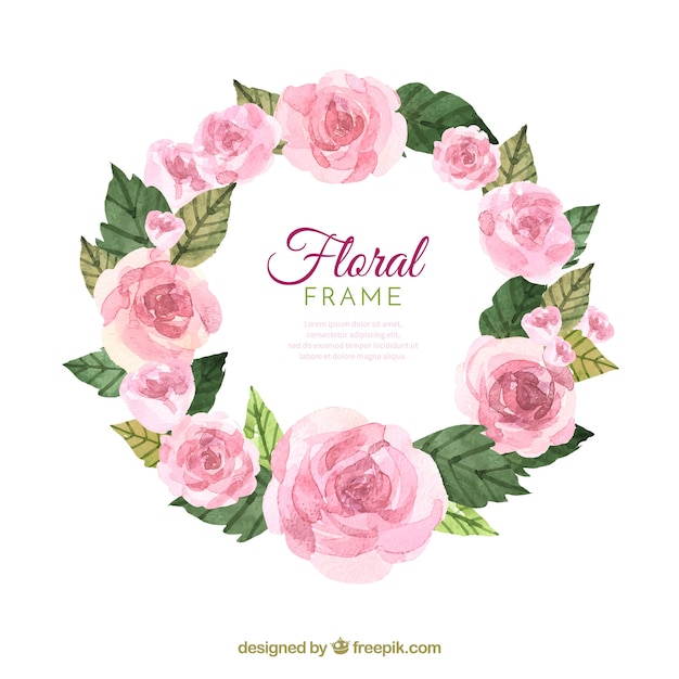 Cadre floral aquarelle avec un design circulaire