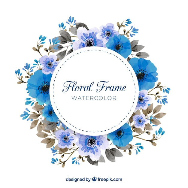 Vecteur gratuit cadre floral aquarelle avec un style charmant