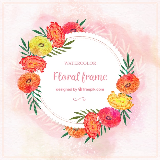 Cadre Floral Aquarelle Avec Style Classique