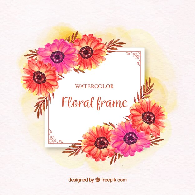 Cadre floral aquarelle avec style moderne