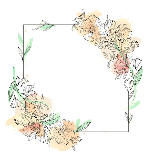 Vecteur gratuit cadre floral aquarelle