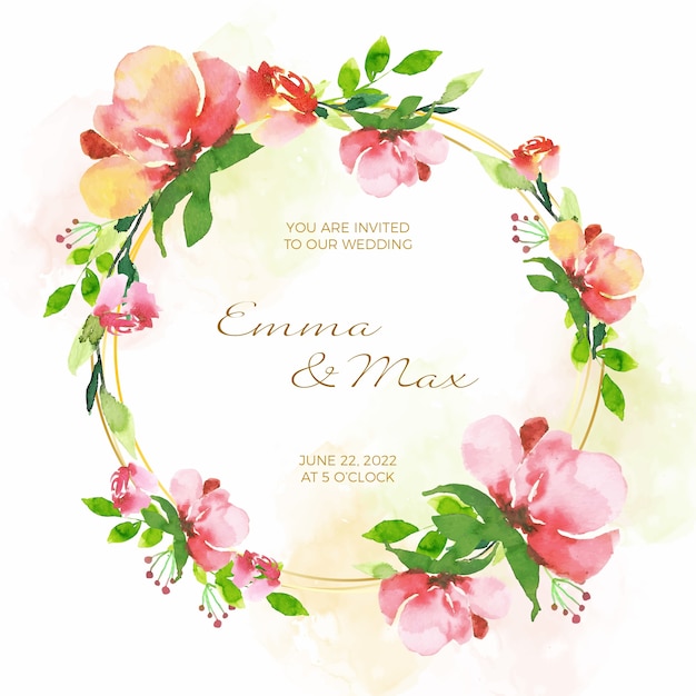 Cadre floral de carte d'invitation de mariage