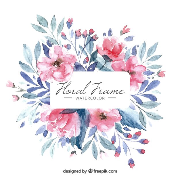 Cadre floral coloré dans un style aquarelle