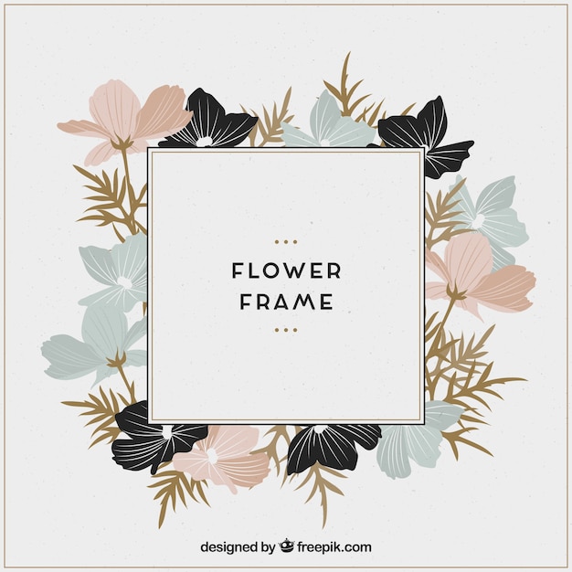 Vecteur gratuit cadre floral coloré avec un design plat