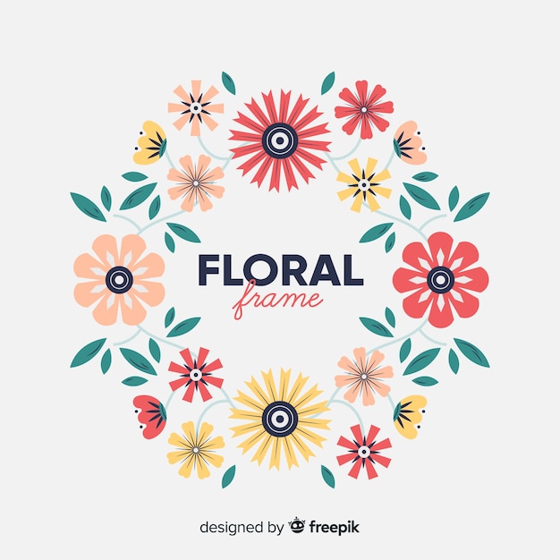 Vecteur gratuit cadre floral coloré avec design plat